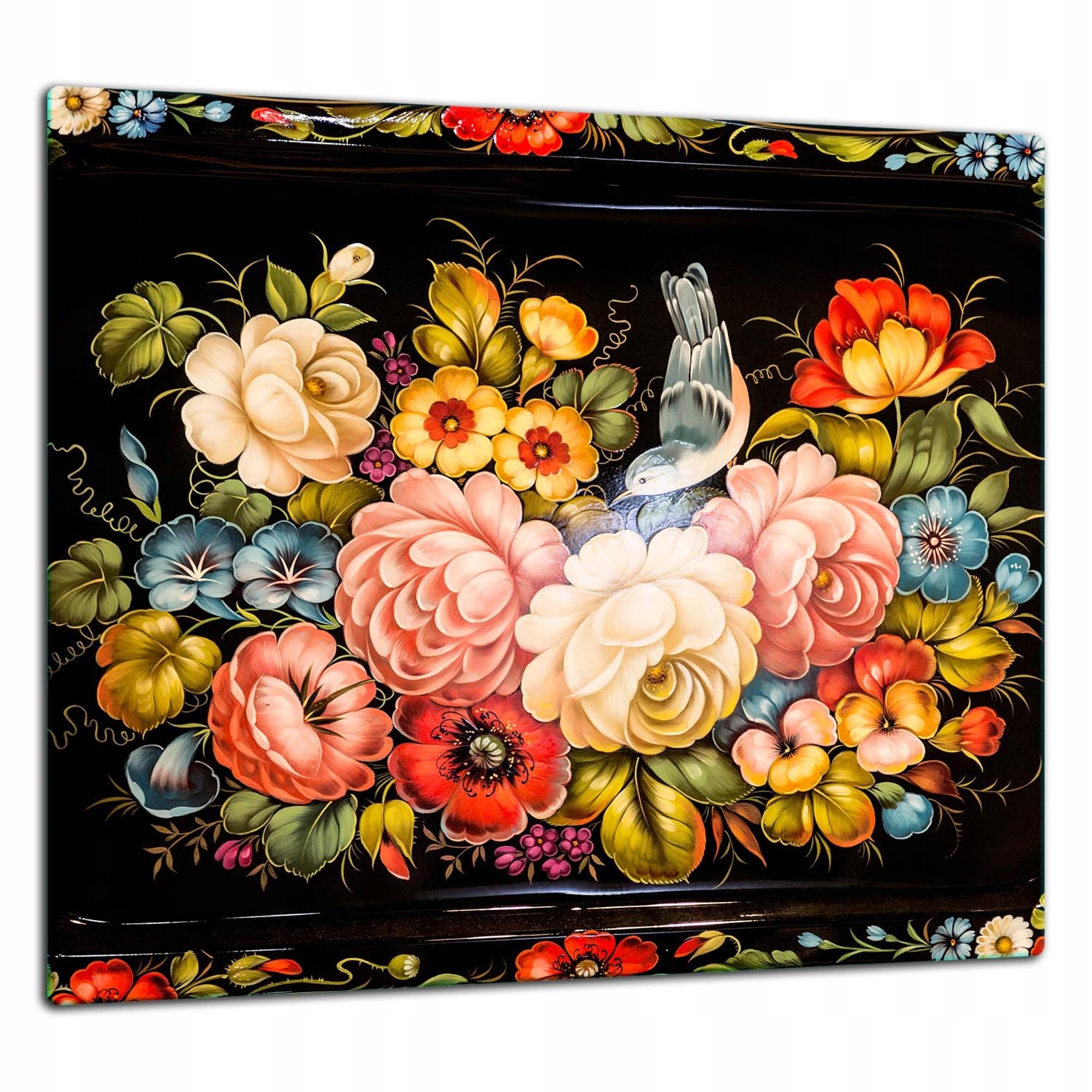 Skleněná Ochranná Deska Panel Lepidlo 65x60 Květiny Lacobel 7v1