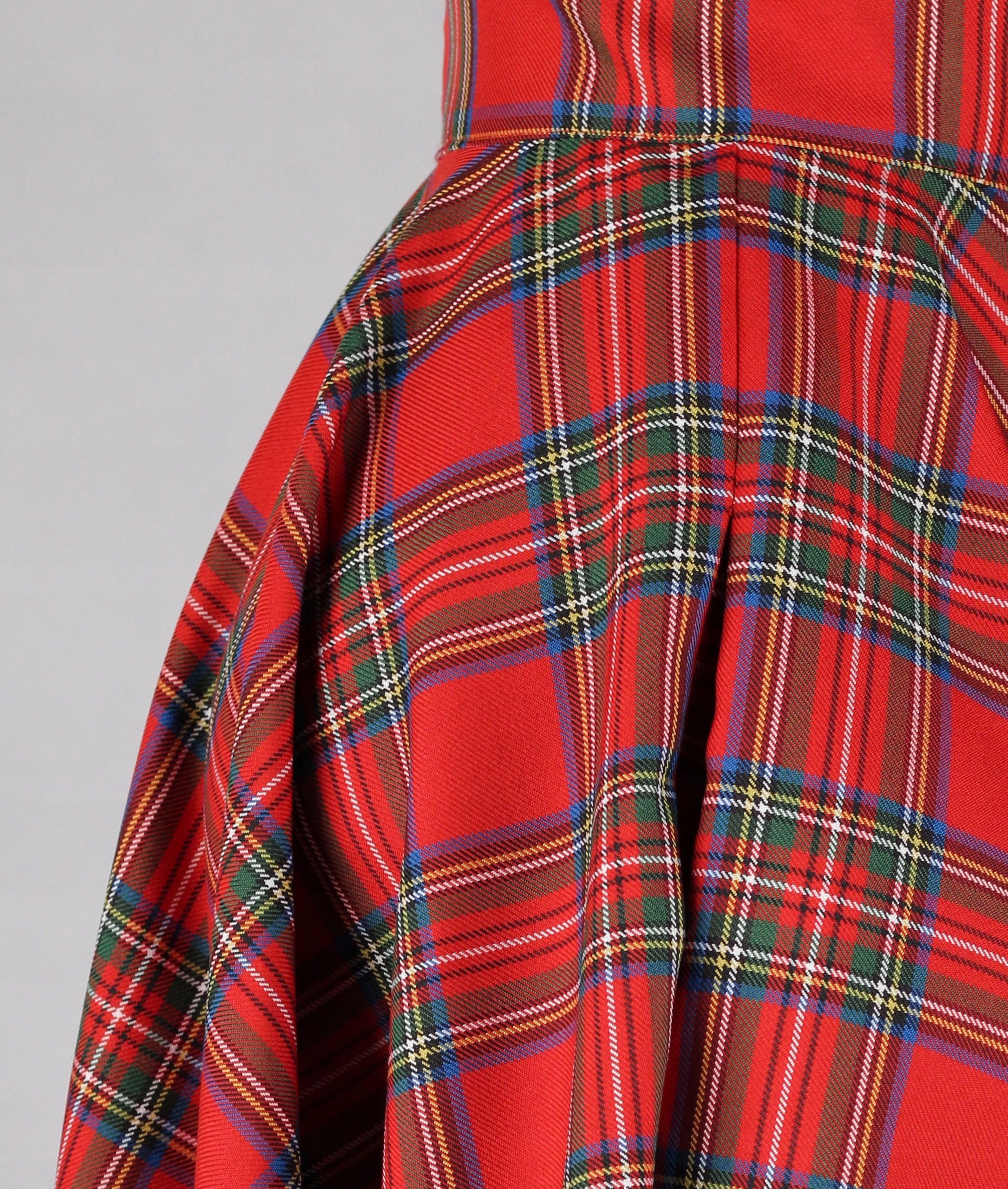 L KRATA CZERWONA ŚWIĘTA kieszenie spódnica midi Wzór dominujący kratka