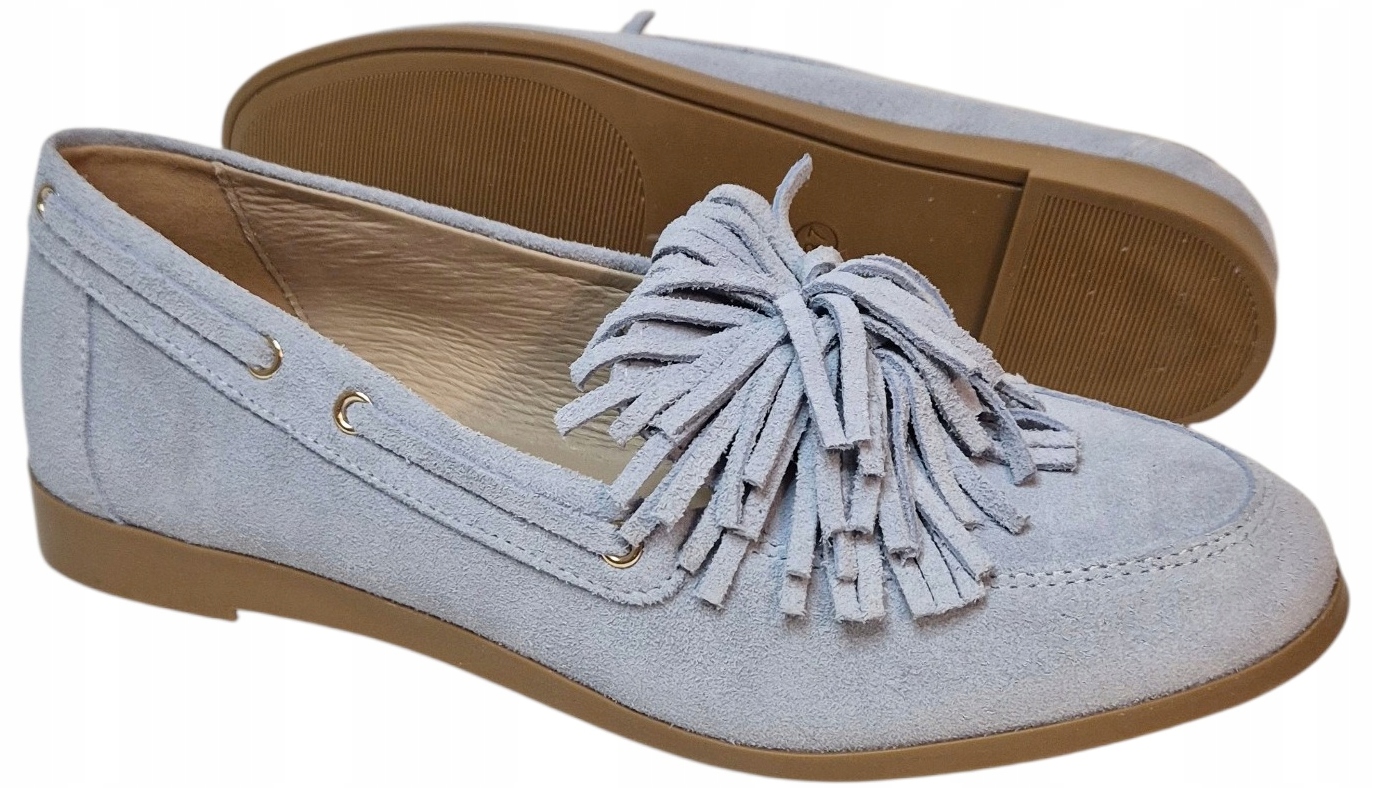 Gamis 8217 Balerína modrá s bambulí, semišová kůže vel 39