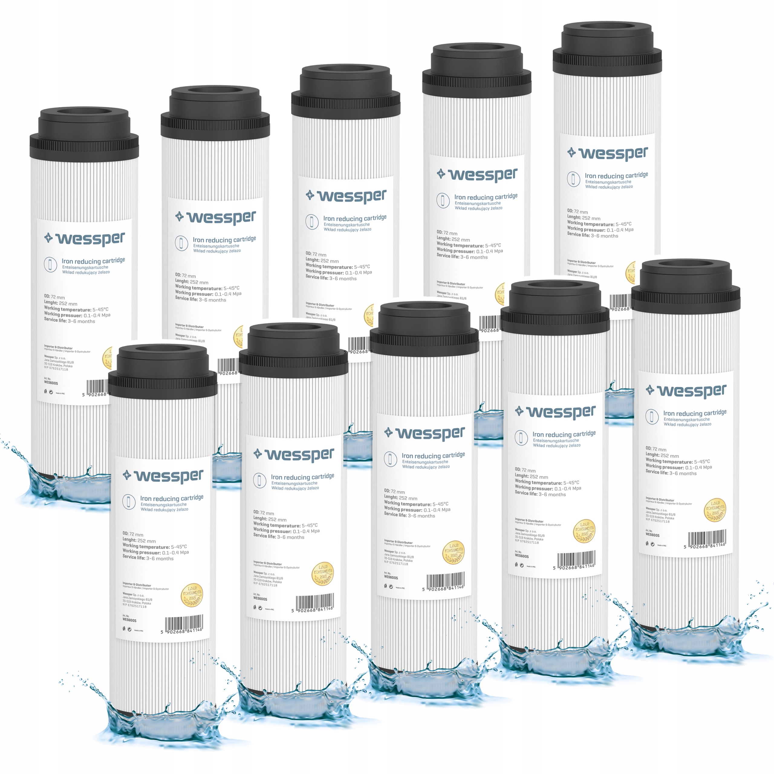 Wessper filtr wstępny do wody odżelaziający 10" wkład usuwa żelazo 10 szt