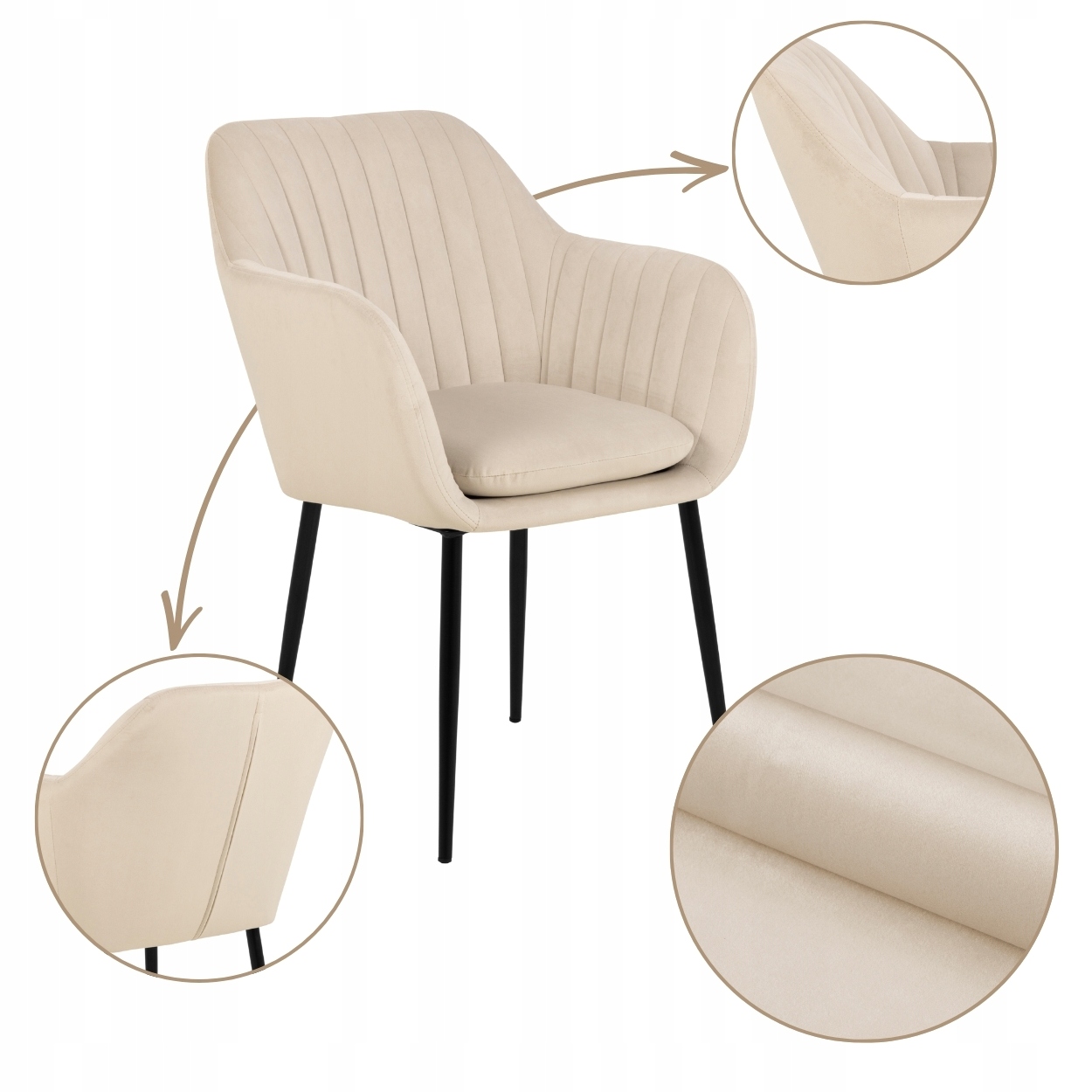 Jedálenská Stolička Do Obývačky Béžová, pohodlné čalúnenie s podrúčkami