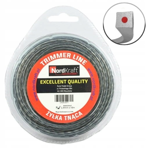 

Żyłka Tnąca Kosy 2.4mm 10m Kwadrat Dual-cut