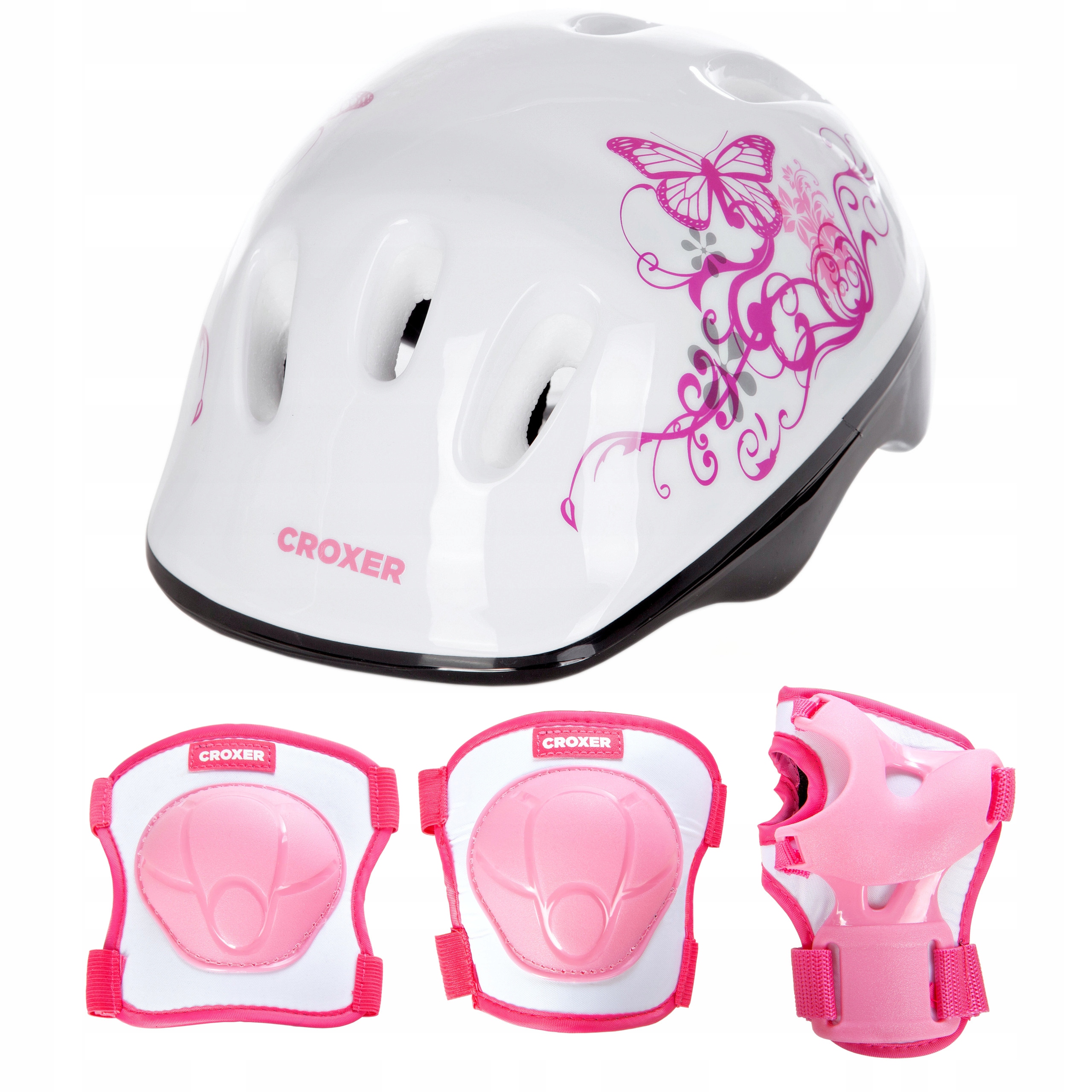 Комплект розовых защитных накладок CROXER Neve XS + шлем XS