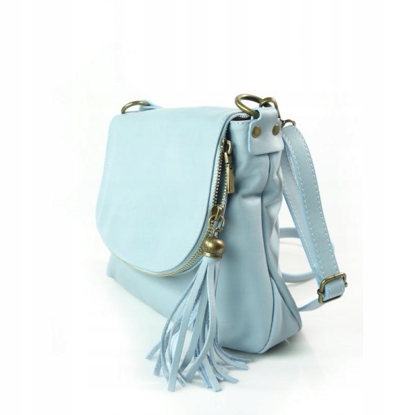 Překrásná Kožená Kabelka Přes Rameno_italský Design_nádherná Světlá Světle Modrá