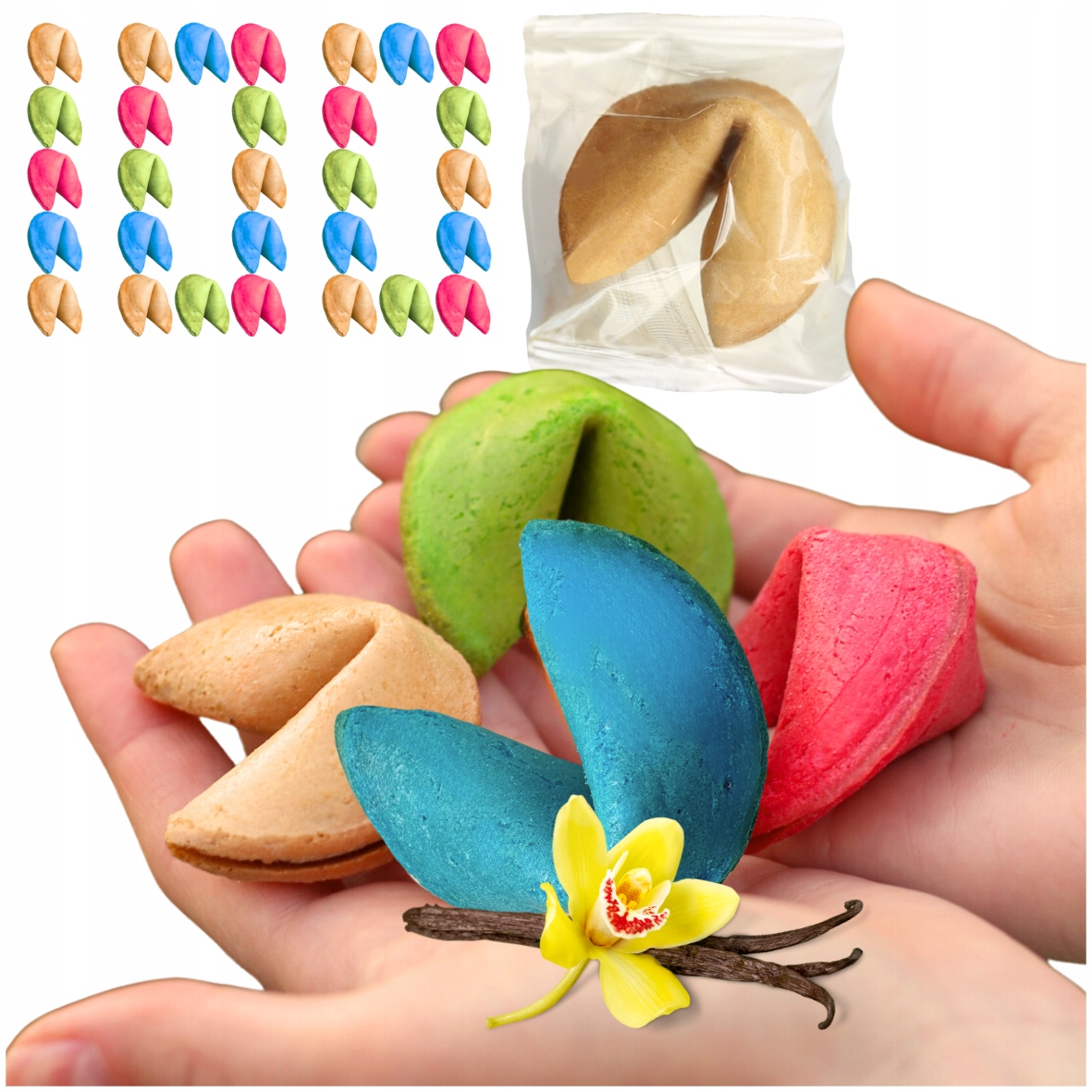 Ciasteczka z Wróżbą Dziękuję Za Przybycie na Ślub Urodziny Kolorowe MIX 100