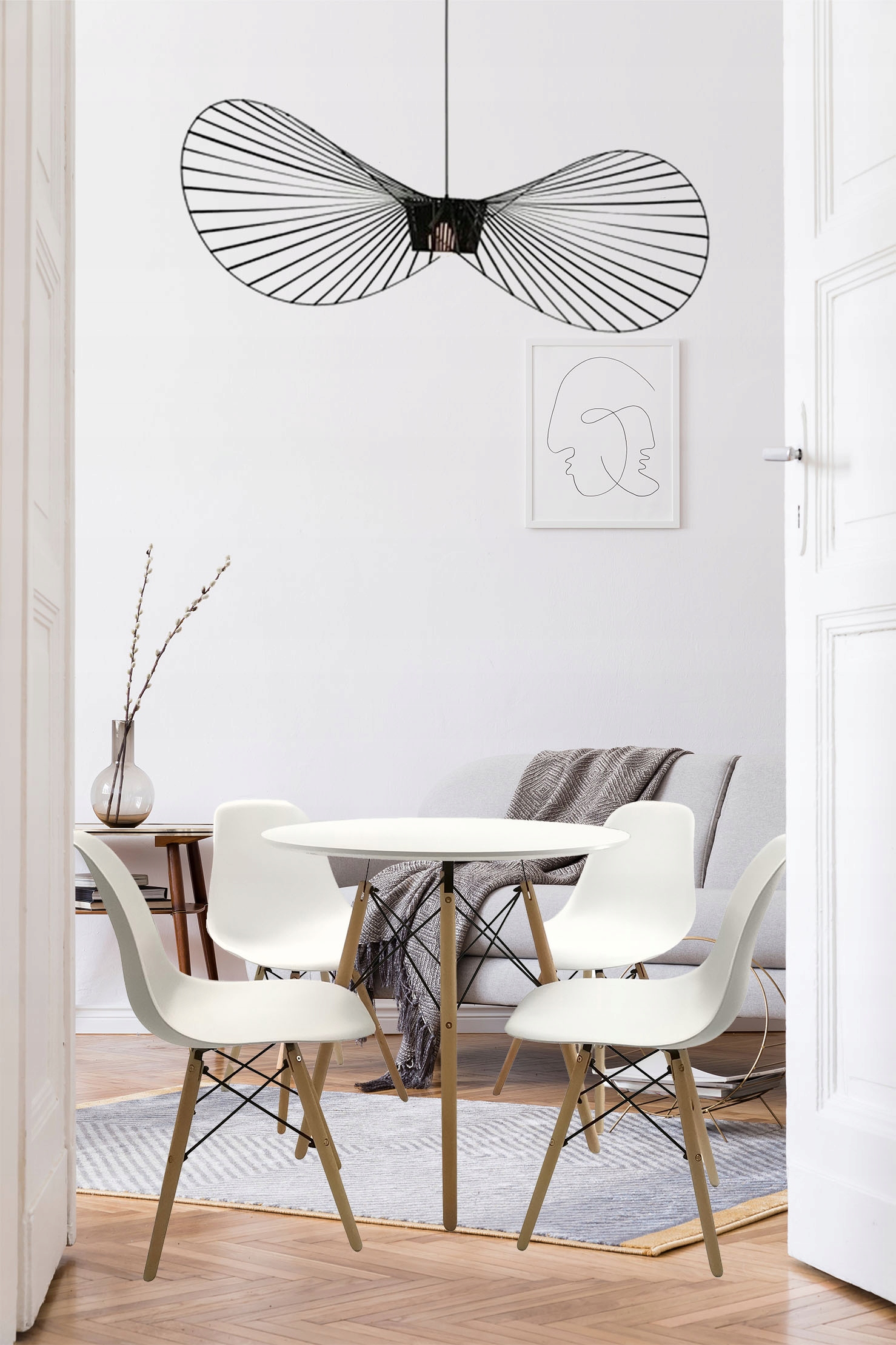 STÓŁ STOLIK OKRĄGŁY SKANDYNAWSKI DO SALONU JADALNI SALONU MIA FI80 BIAŁY Materiał płyta MDF