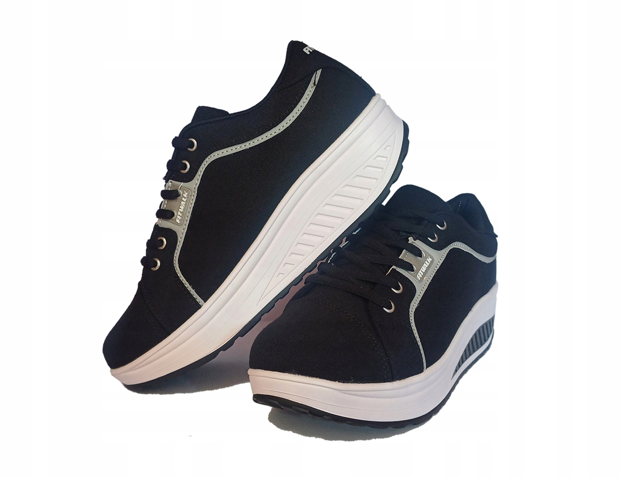 Trampki z podeszwą kołyskową Fit Walk balansujące na fitness czarne 38