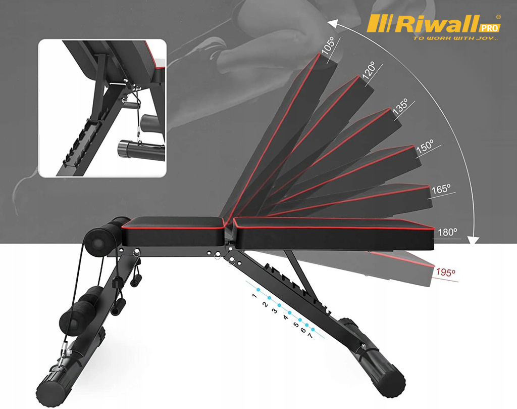 ТРЕНУВАЛЬНА ЛАВА РЕГУЛЬОВАНА СКЛАДНА ПОХИЛА ЛАВА RIWALL RT-01 Ширина виробу 43 см