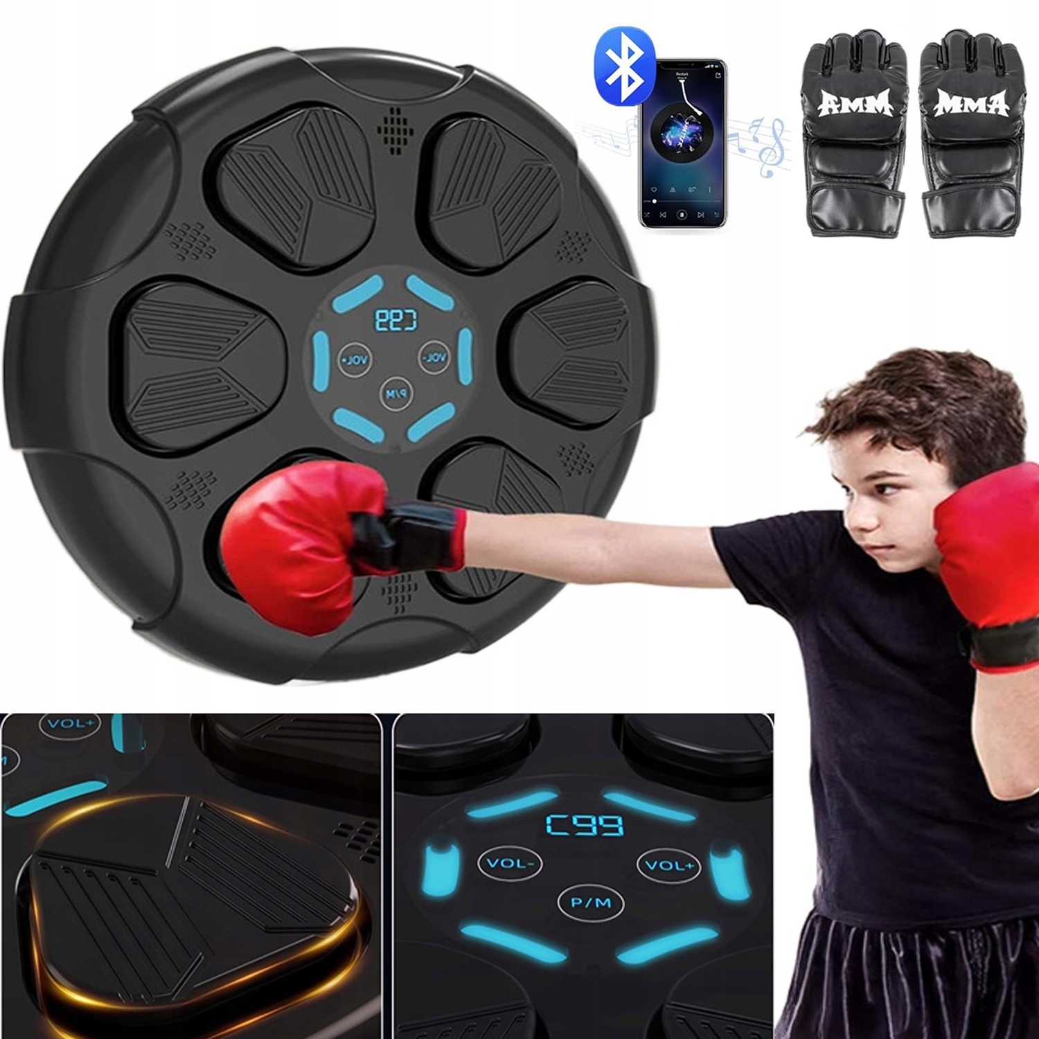 Hudební Boxovací Stroj V Tréninkové Boxerské Stěně Boxerské Rukavice