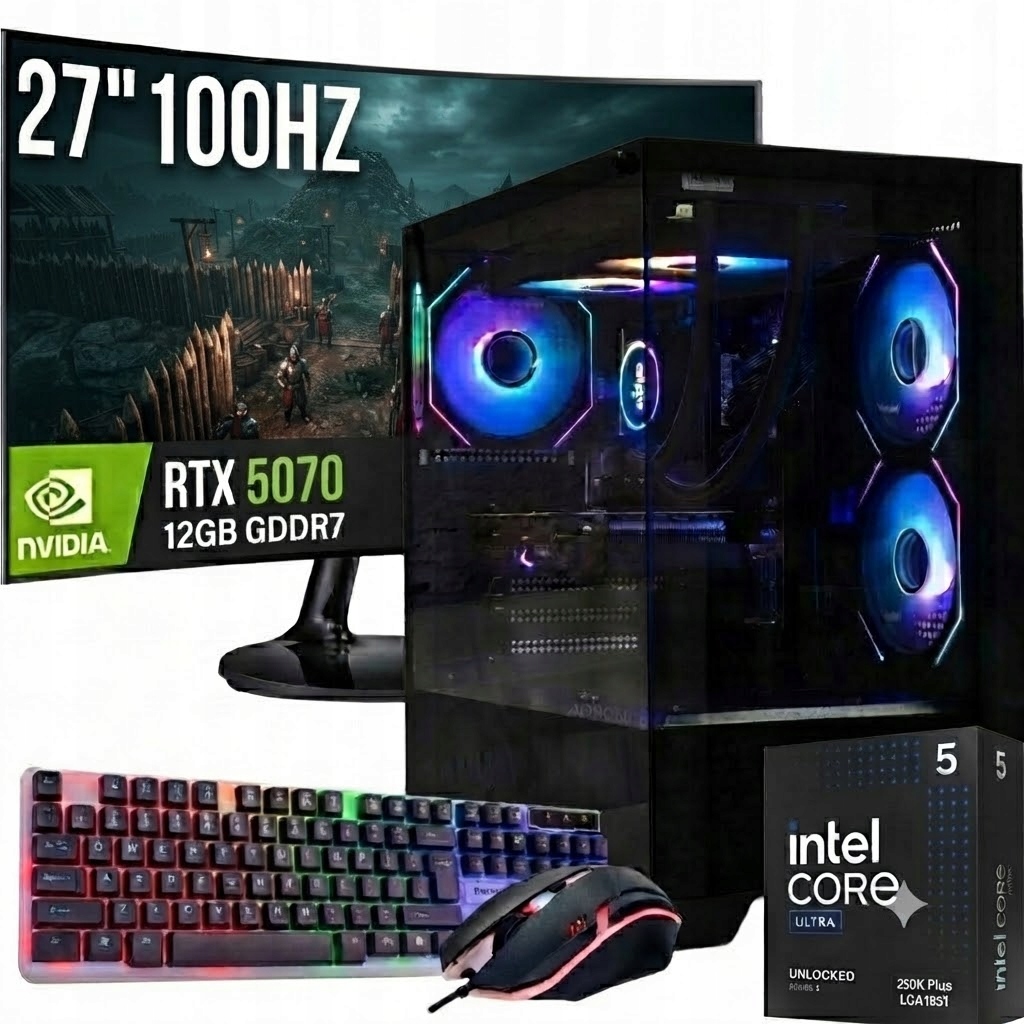 Zestaw Gracza Arrow Storm Ultra 5 250K Plus 32GB Rtx 5070 12GB +mon 27