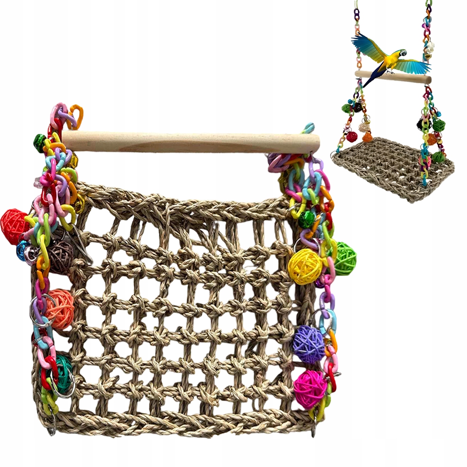 Levně Lehká A Odolná Hračka Pro Ptáky S Bidýlkem A Klipy Pro Snadné Zavěšení Do Klece