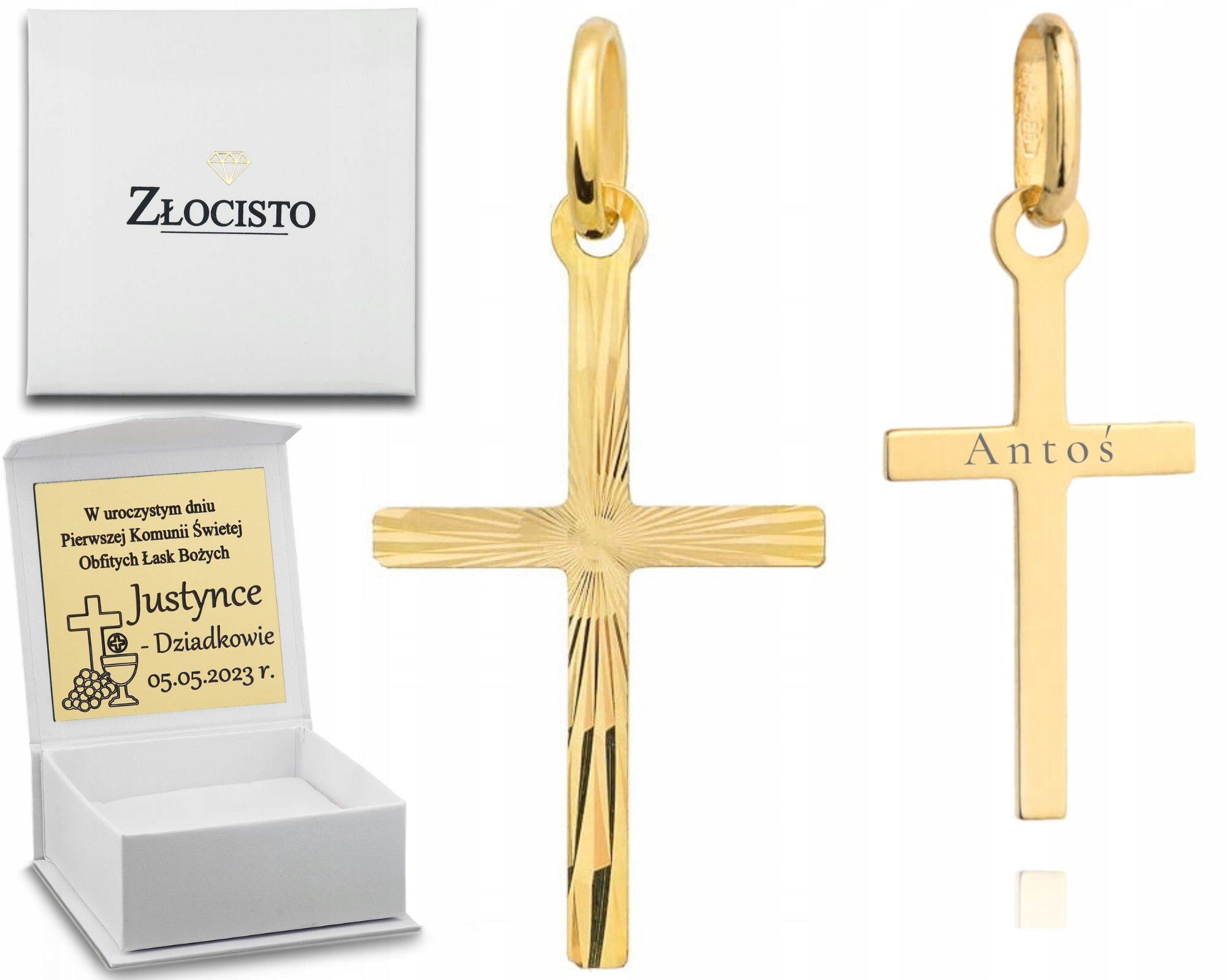 

Złoty Krzyżyk Diamentowany 585 14K Grawer