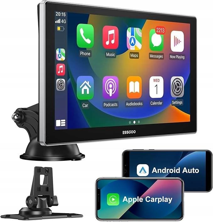 Bezprzewodowy Ekran Samochodowy Essgoo 991CP CarPlay Android Auto 9 Cali