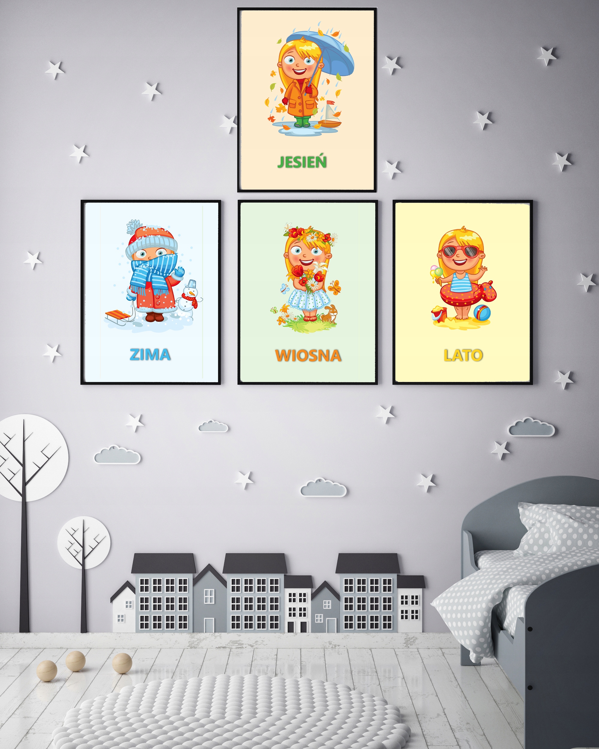 

Zestaw 4 Obrazki Plakaty 30x40 Pory Roku