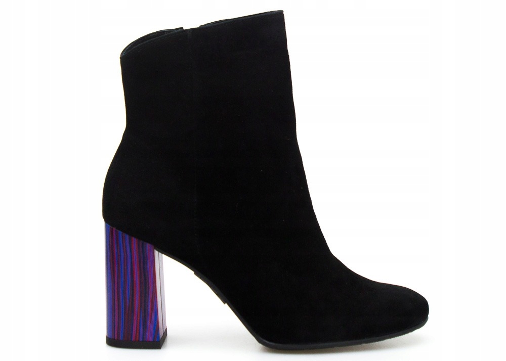 Černé Kotníkové Boty Semišové Barevné Podpatky 40