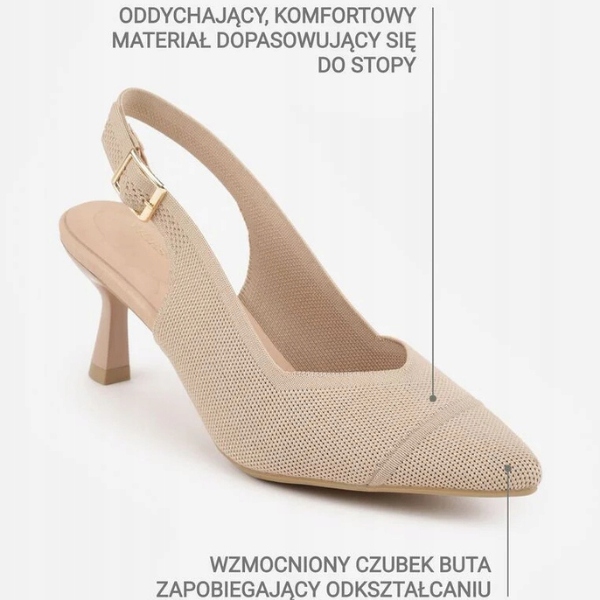 Tmavě béžové lodičky z tkaniny na podpatku s odkrytou patou 2748B vel.