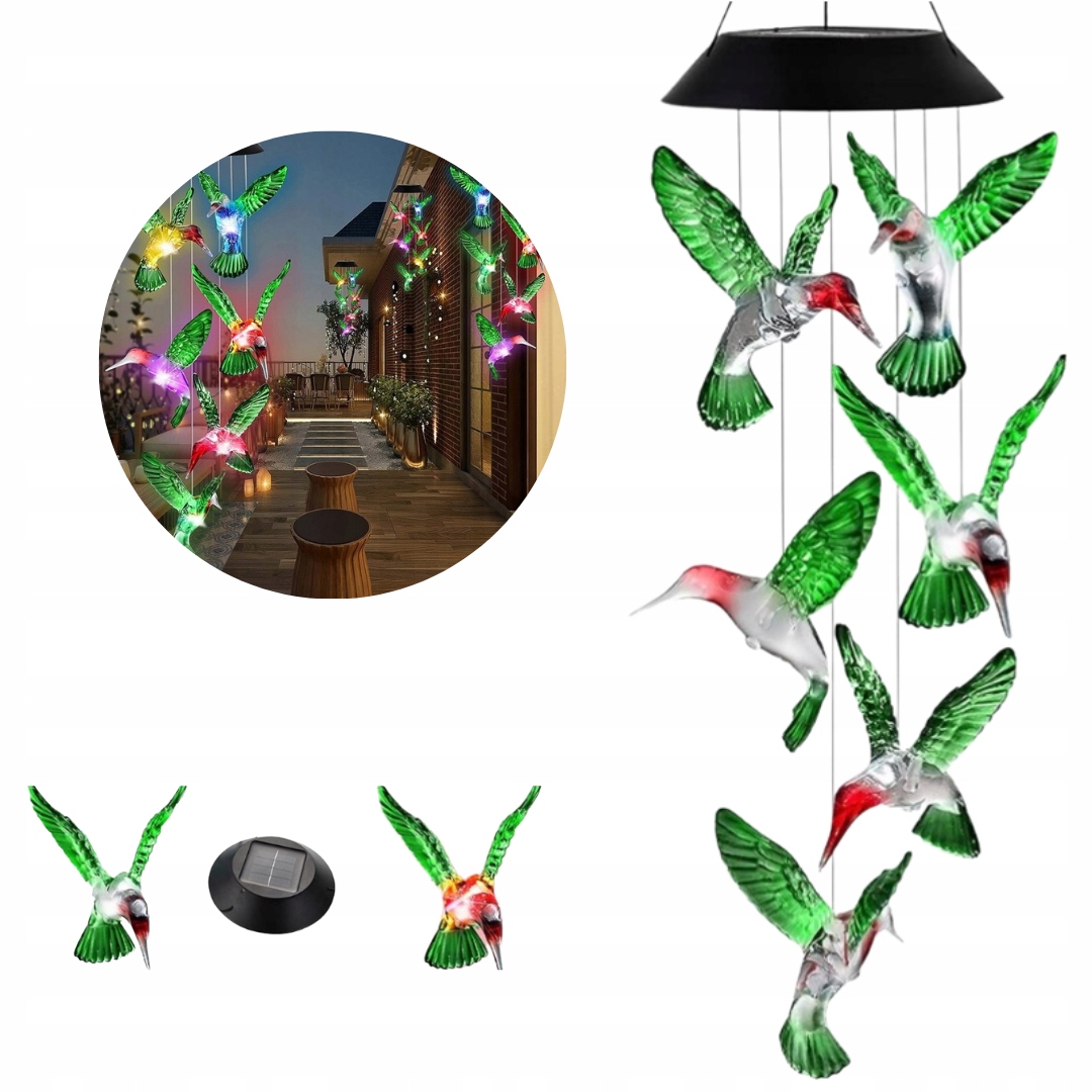 

Solarne kolibry dzwonki lampki ogrodowe Led ptaki