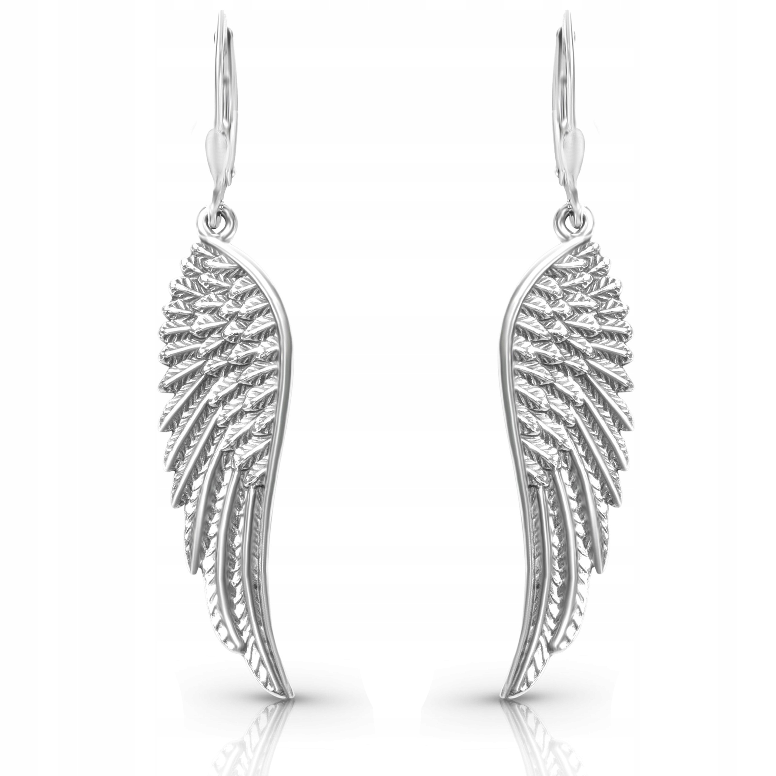 Stříbrné náušnice visací dlouhé anglické zapínání křídla 925 krabička