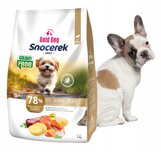 Levně Krmivo pro buldočka bezobilné Gold Dog Snocerek 4 kg malé plemeno hovězí maso