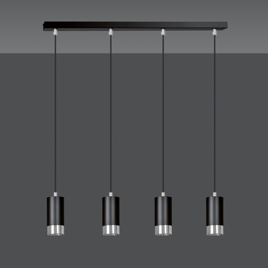 Černá a stříbrná závěsná lampa Emibig Fumiko 4 x GU10 Led