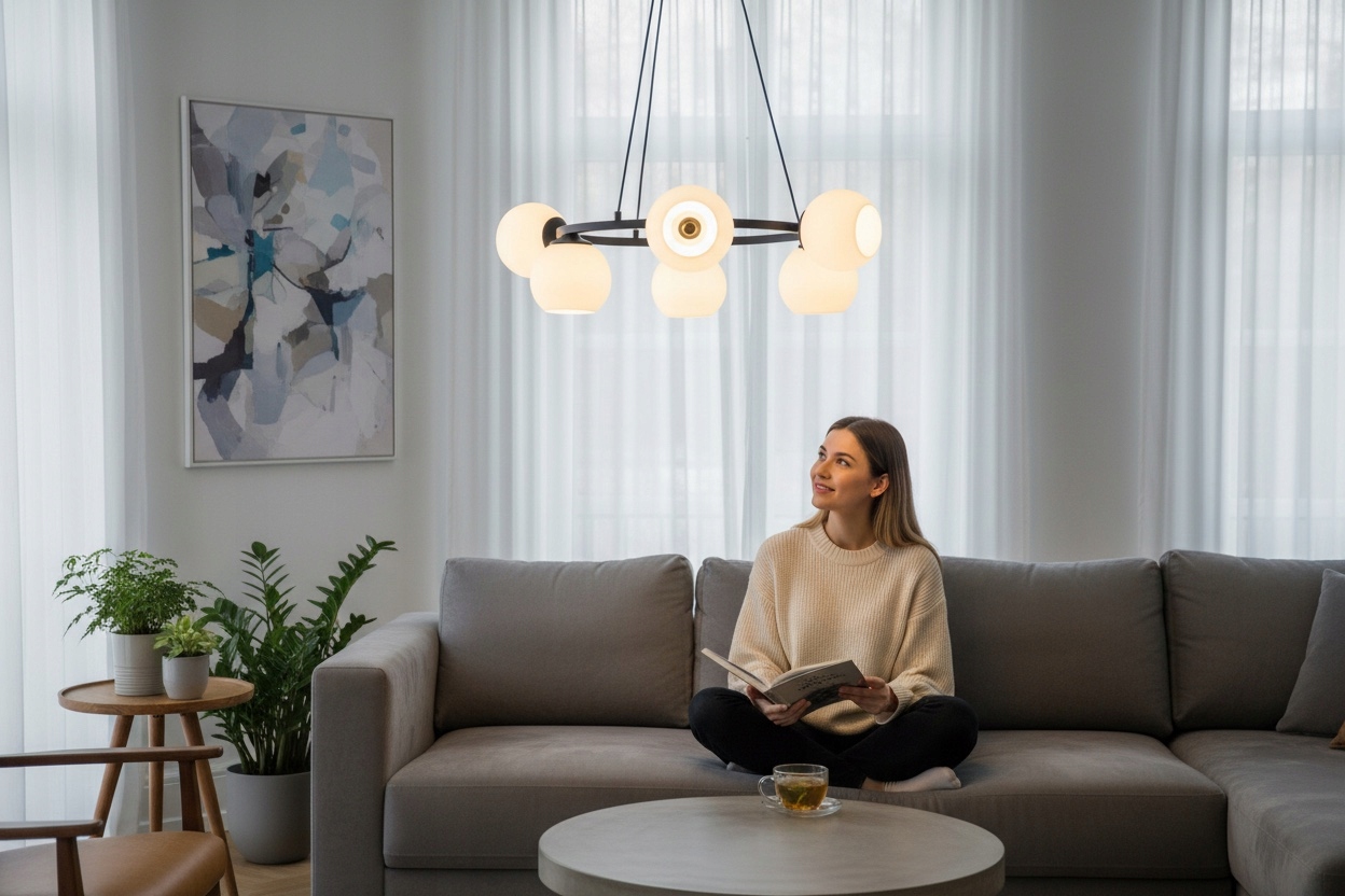 Euro-Lamp Závesná lampa Ring 6 čierna Biele tienidlo otvorená guľa Výrobca
