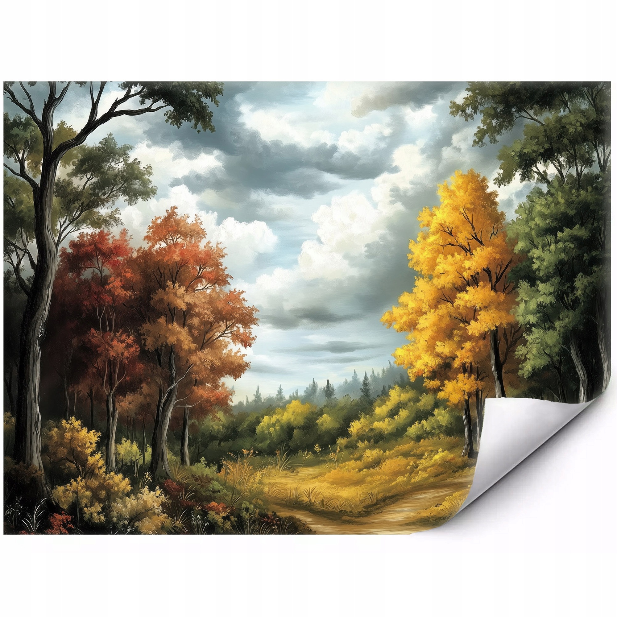 Fototapeta Podzimní krajina s lesním traktem 300 x 210 cm