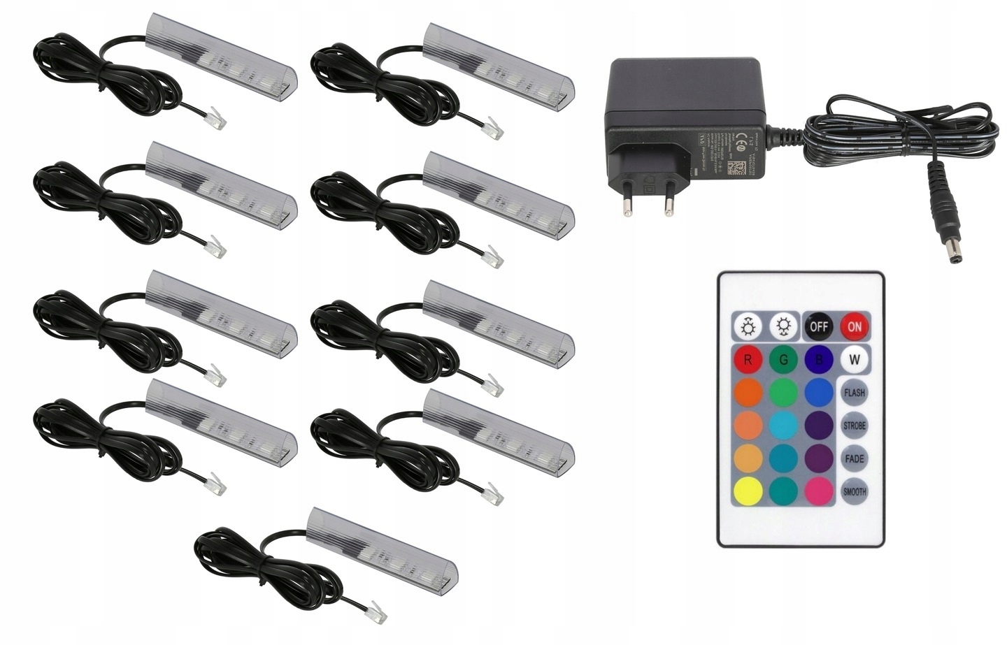 9 x Rgb Led klipy pro polic na sklo a klip Komplet