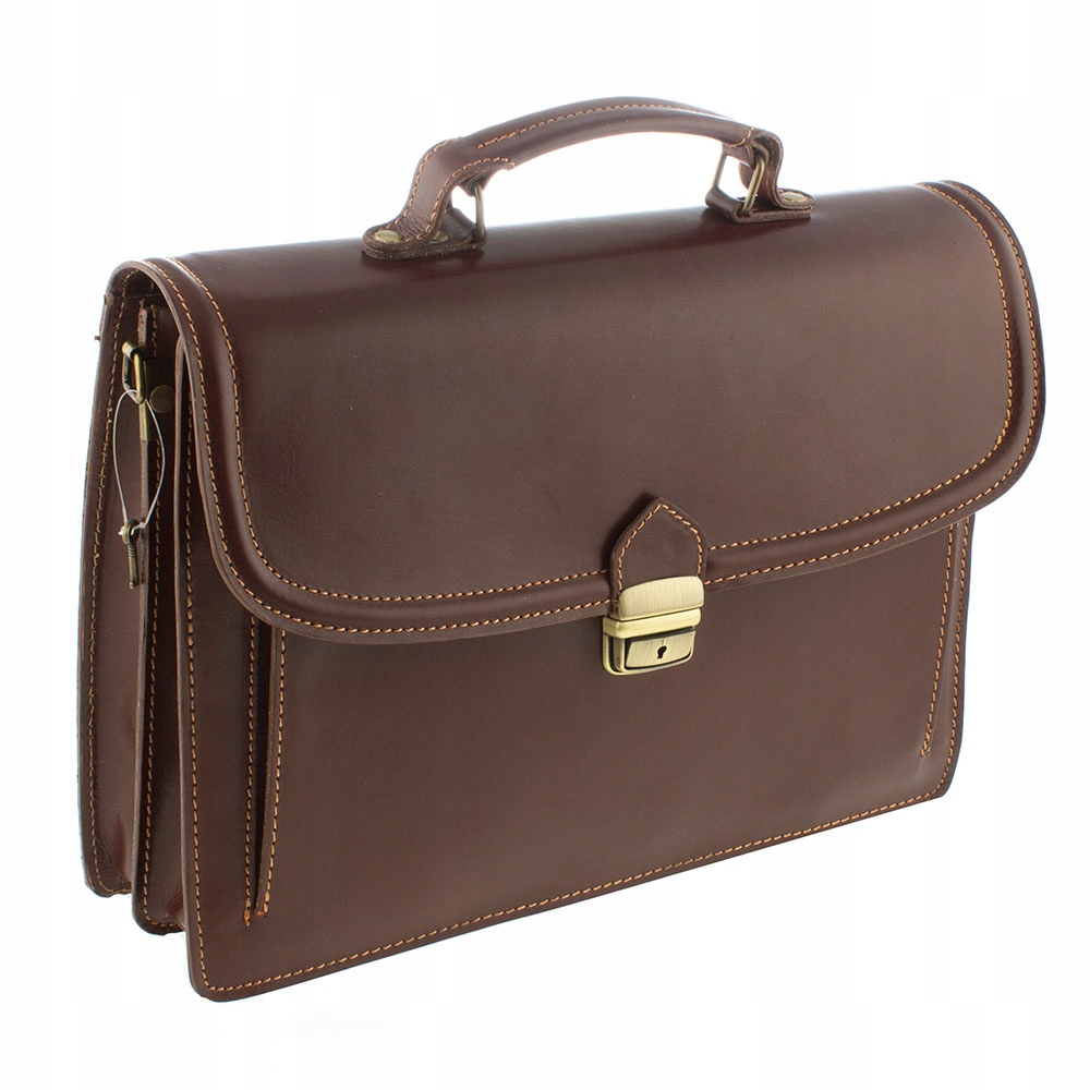 WŁOSKA TECZKA AKTÓWKA MĘSKA SKÓRA BRĄZOWA NESESER