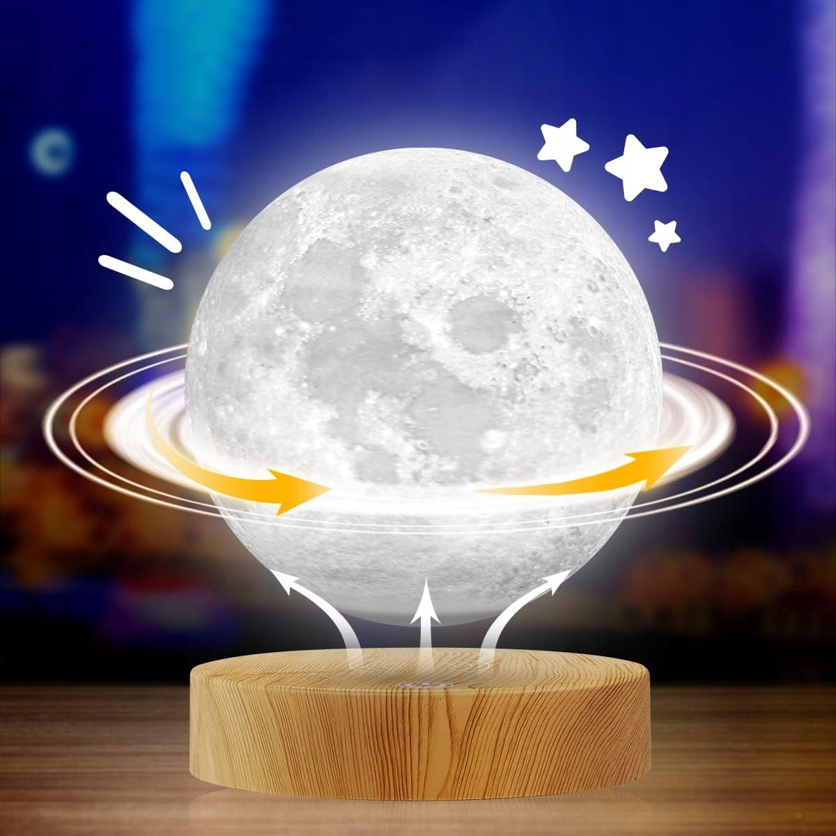 LEWITUJĄCA LAMPA STOŁOWA KSIĘŻYCOWA PLANETA 3D LAMPA STOŁOWA RGB 16 KOLORÓW Marka bez marki