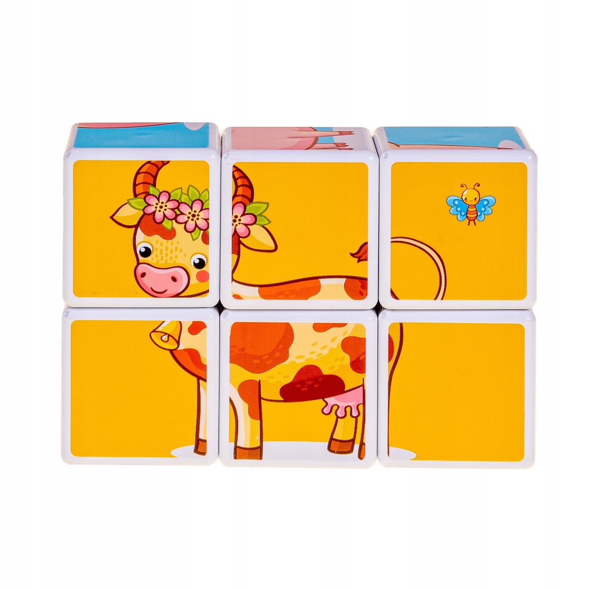 KLOCKI MAGNETYCZNE KOSTKI EDUKACJA ZWIERZĘTA WIEŚ Liczba elementów 6 szt.