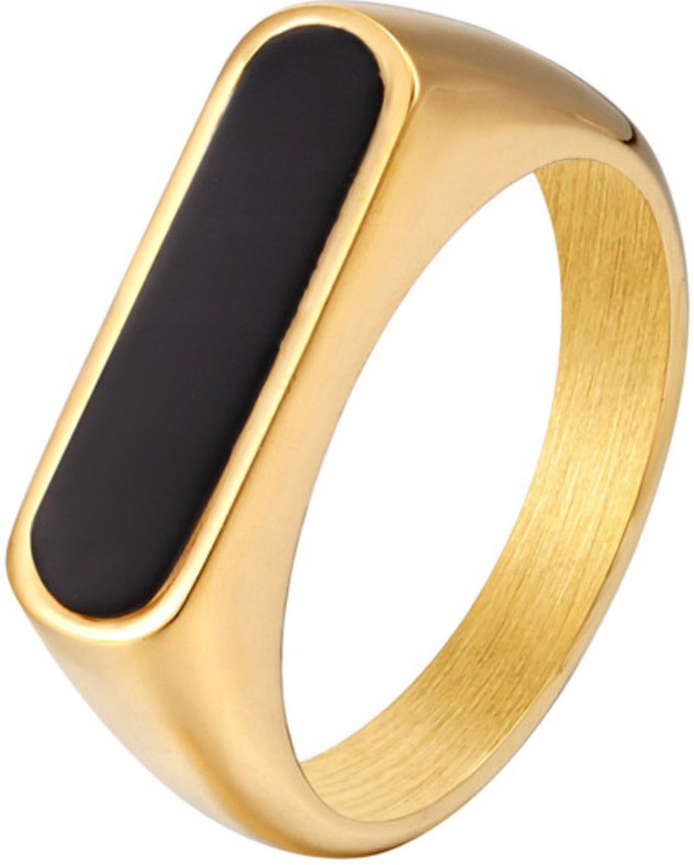 Zlatý dámský jemný signet s onyxem, elegantní pro ženu, stylový