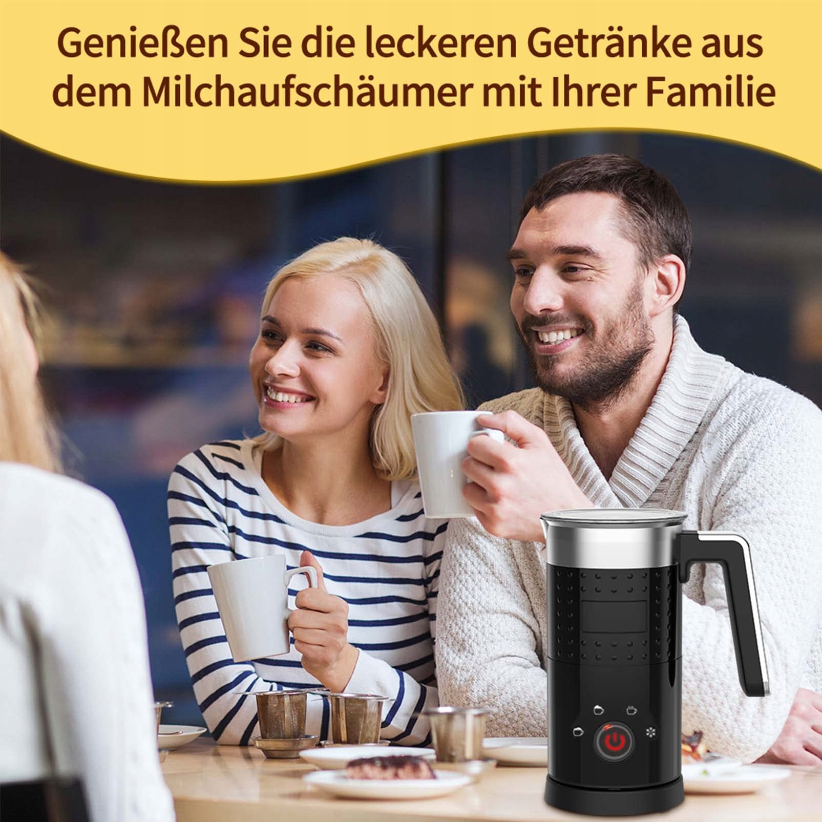 Elektryczny spieniacz do mleka 4 w 1 Czarny 300 ML — miniatura 7