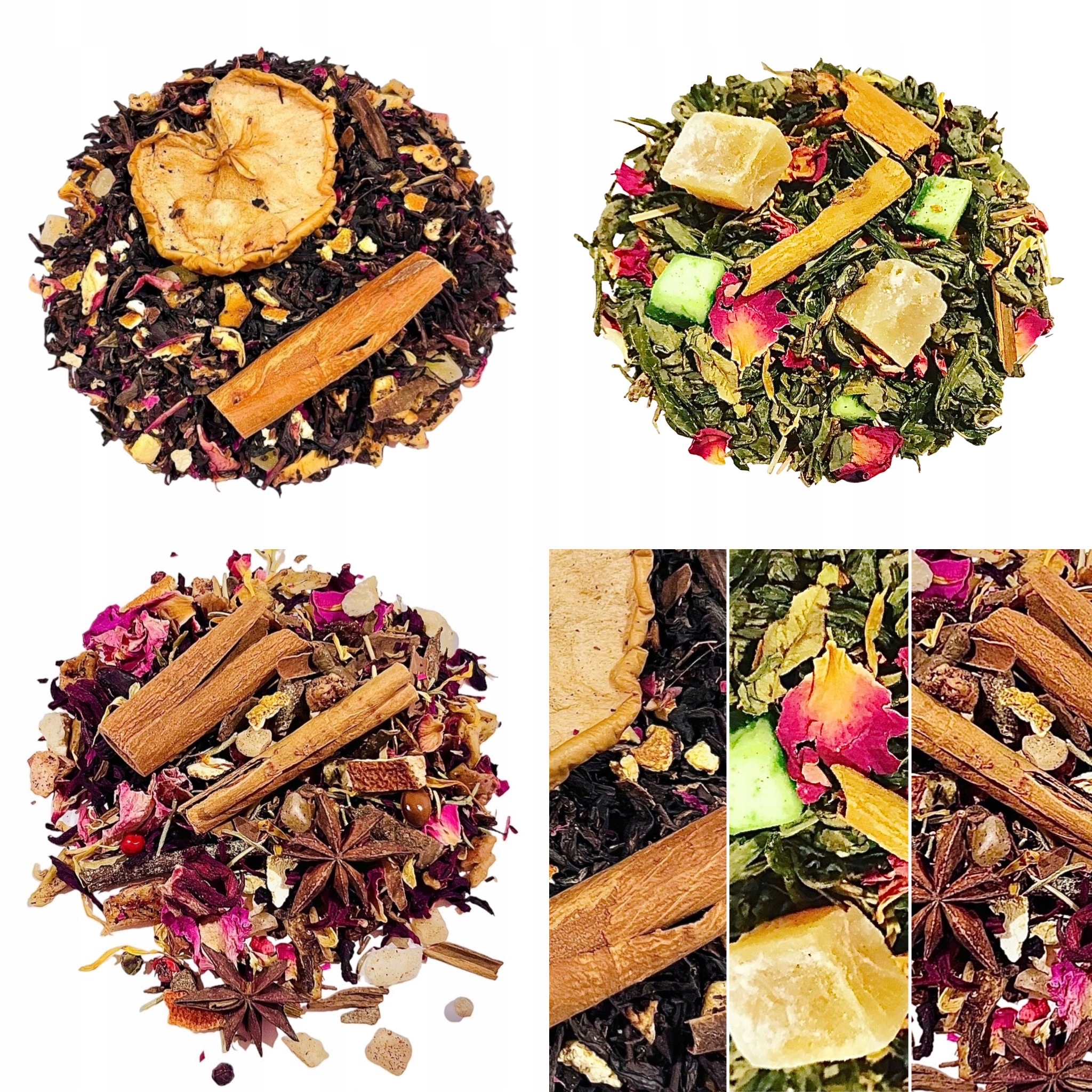 Zestaw herbat zimowych owocowa czarna zielona. Mix 3 x 250g Piękny aromat.