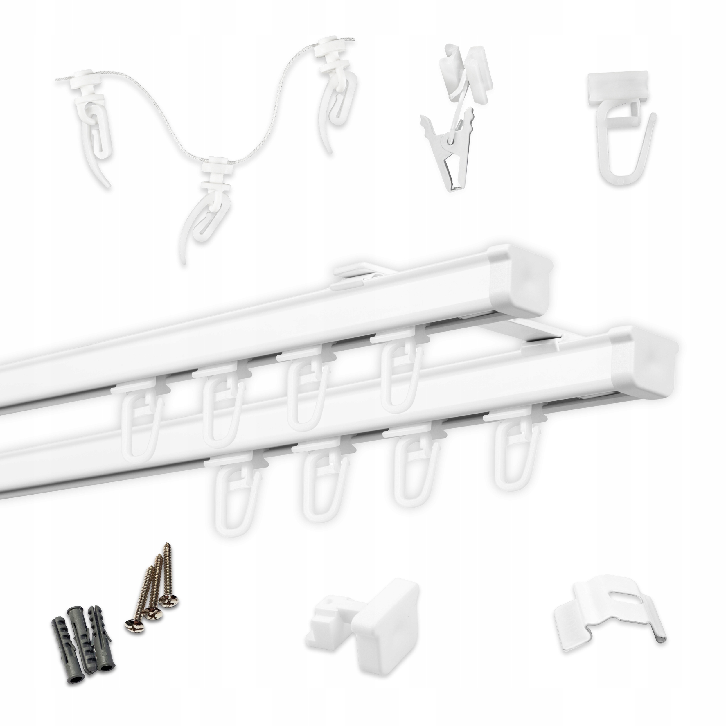 Garnýž dvojitá stropní lampa Stropní Lišta Hliníková bílá žabky 170 cm