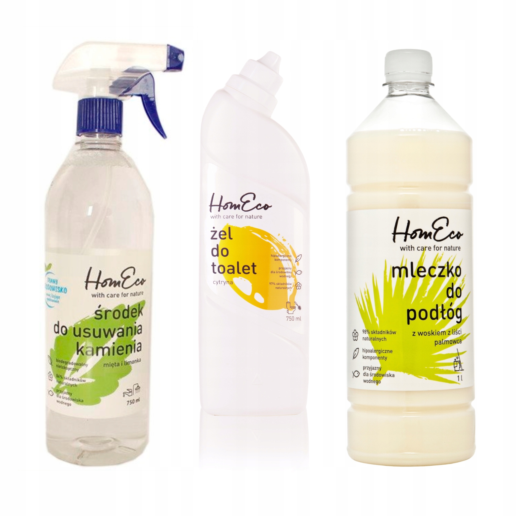 

Zestaw Eco do łazienki, żel Wc, płyn podłóg, kamie