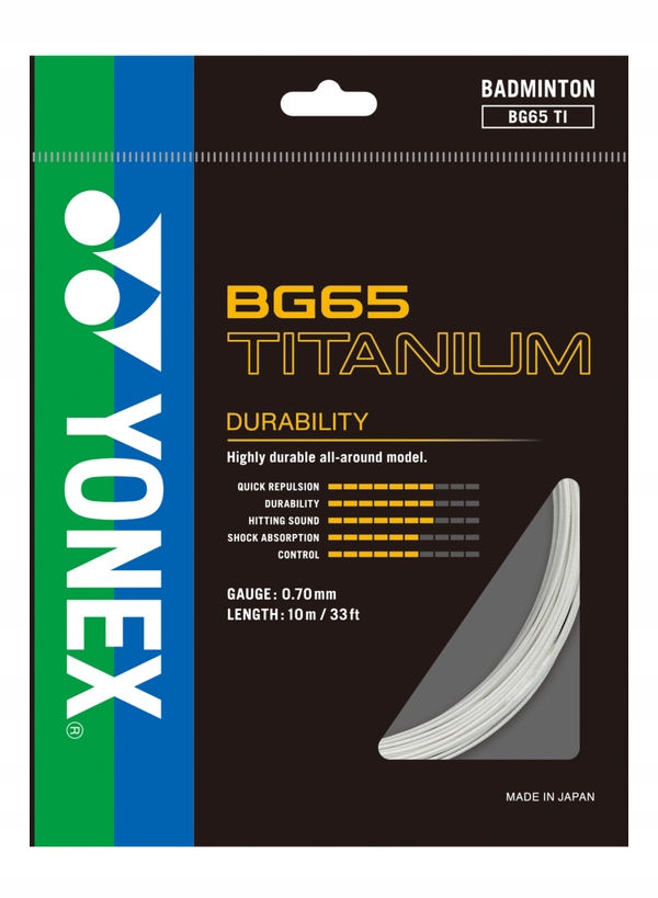 Naciąg do badmintona Yonex Bg 65 Titanium biały
