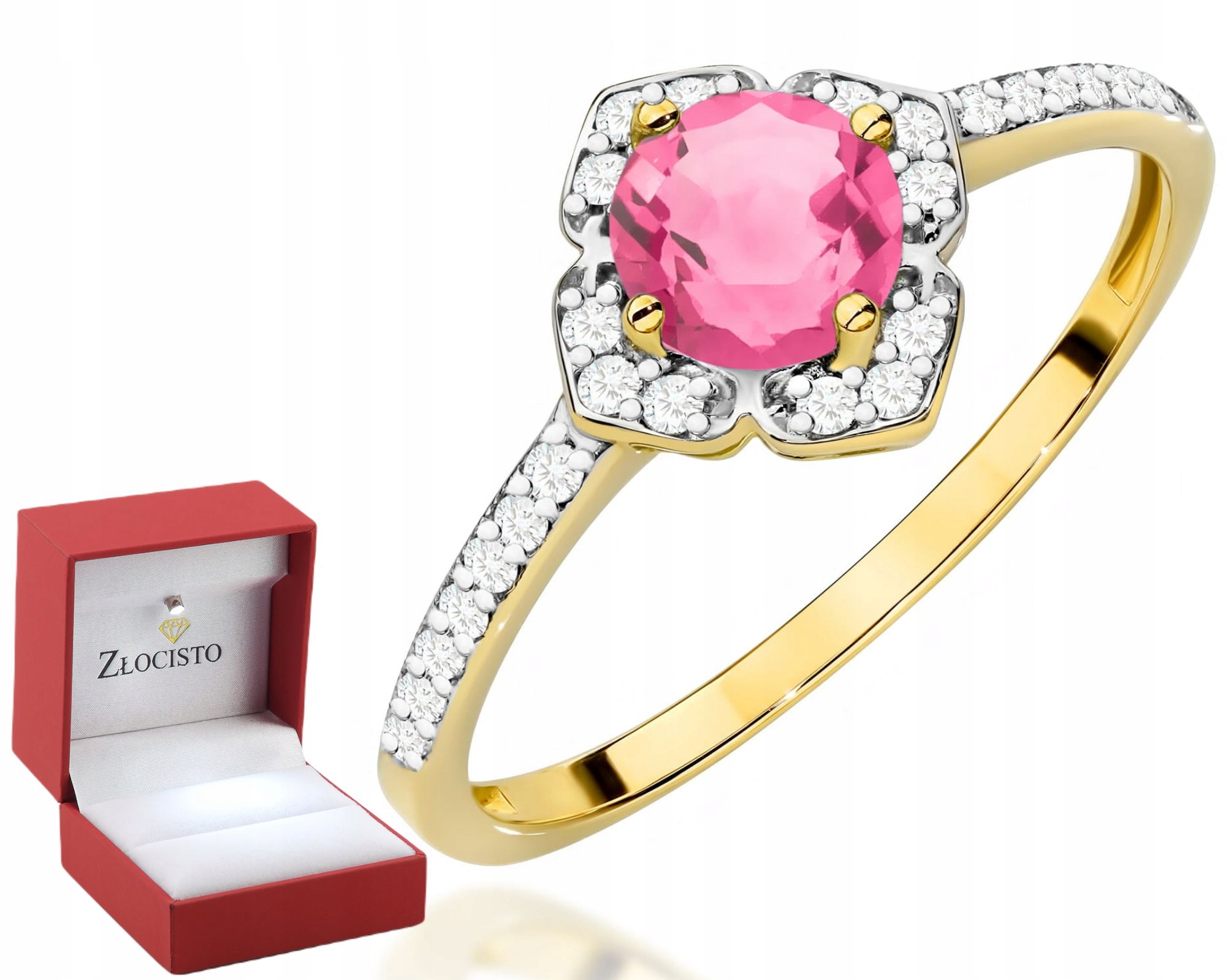 Zlatý Prstýnek S Růžovým Topazem A Diamanty Zlato 585 Dárek Gravírování