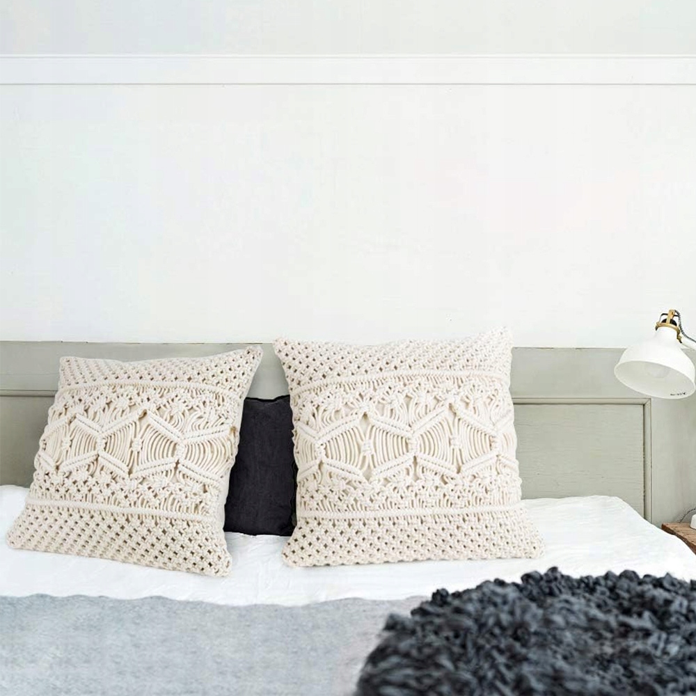 PODUSZKA DEKORACYJNA BEŻOWA MAKRAMA BOHO 40x40 Długość (cm) 40