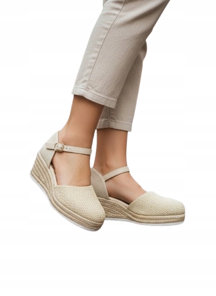 Mtng Béžové Espadrilky Na Klínku, Baleríny S Páskem 38 J6A