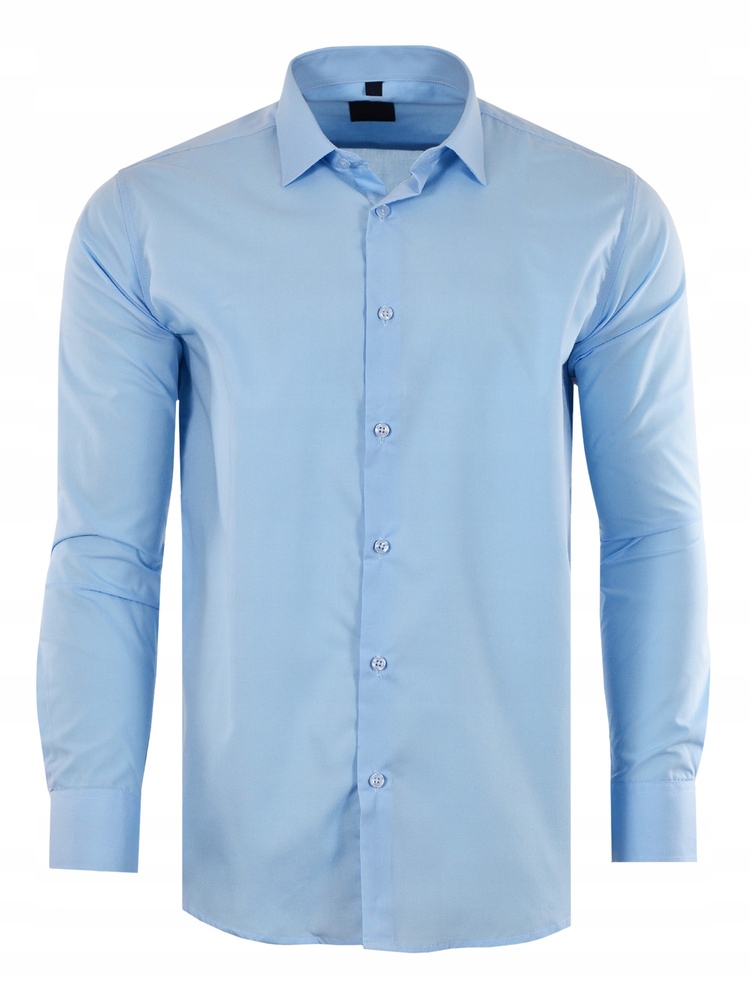 39/40 Koszula Gładka Błękitna Długi Rękaw