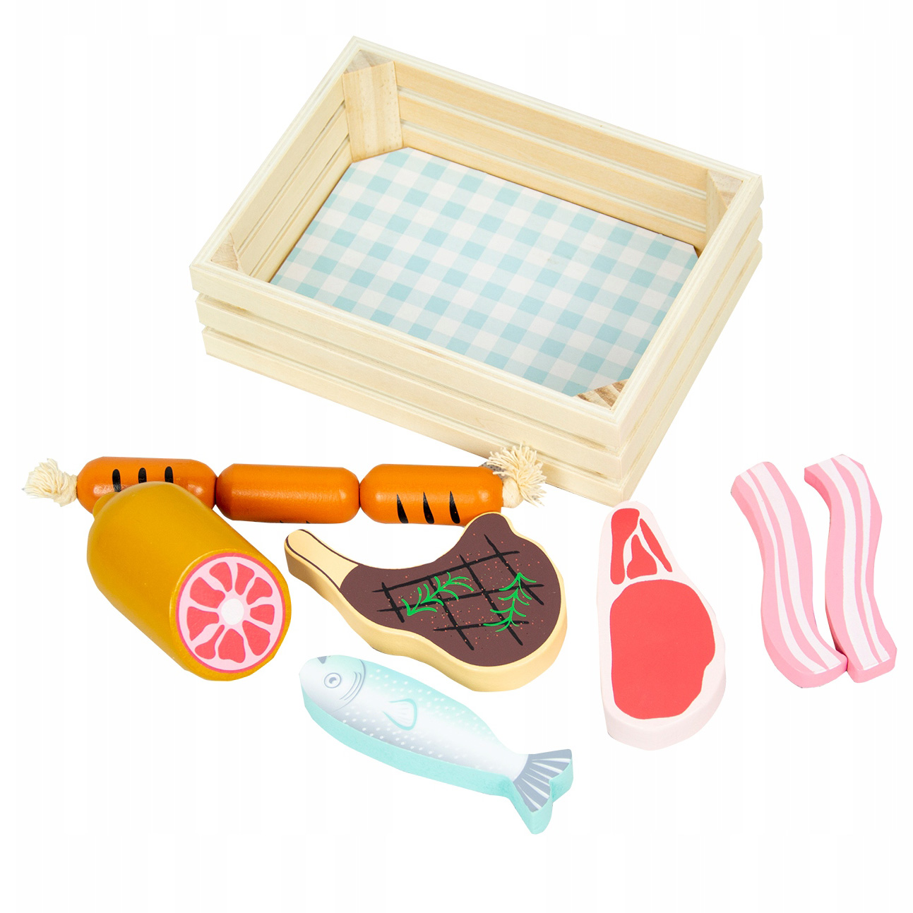 Zabawkowy Drewniany Koszyk Z Mięsem i Rybą Zabawka EAN (GTIN) 5902490697430