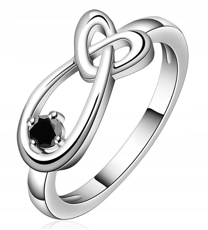 

Srebrny Pierścionek Z Czarną Cyrkonią Rozmiar 12