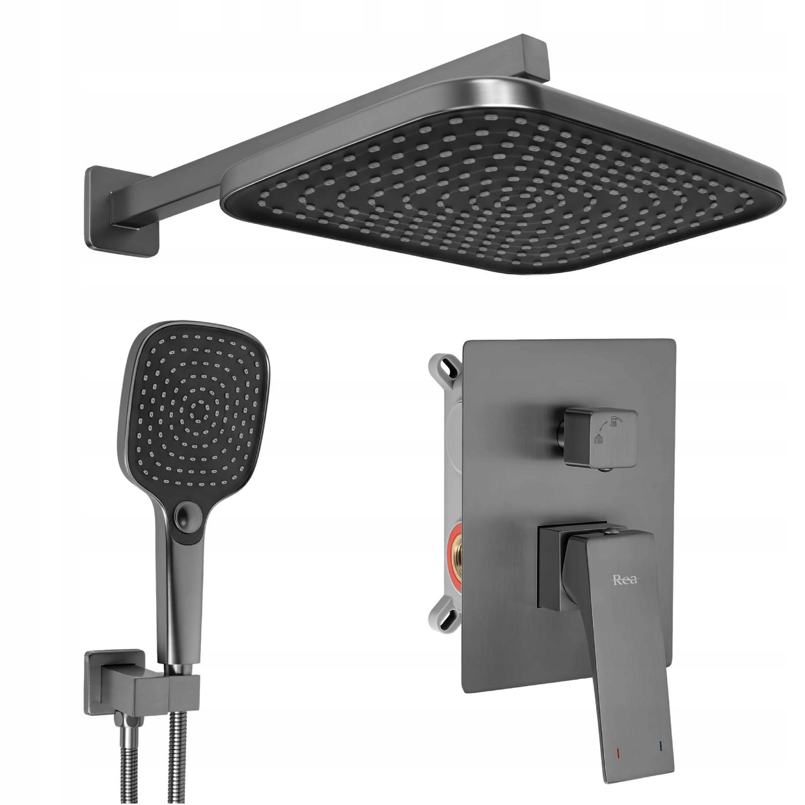 Podomítkový sprchový set Šedý Čtvercový Design Rea Joe Titan Box