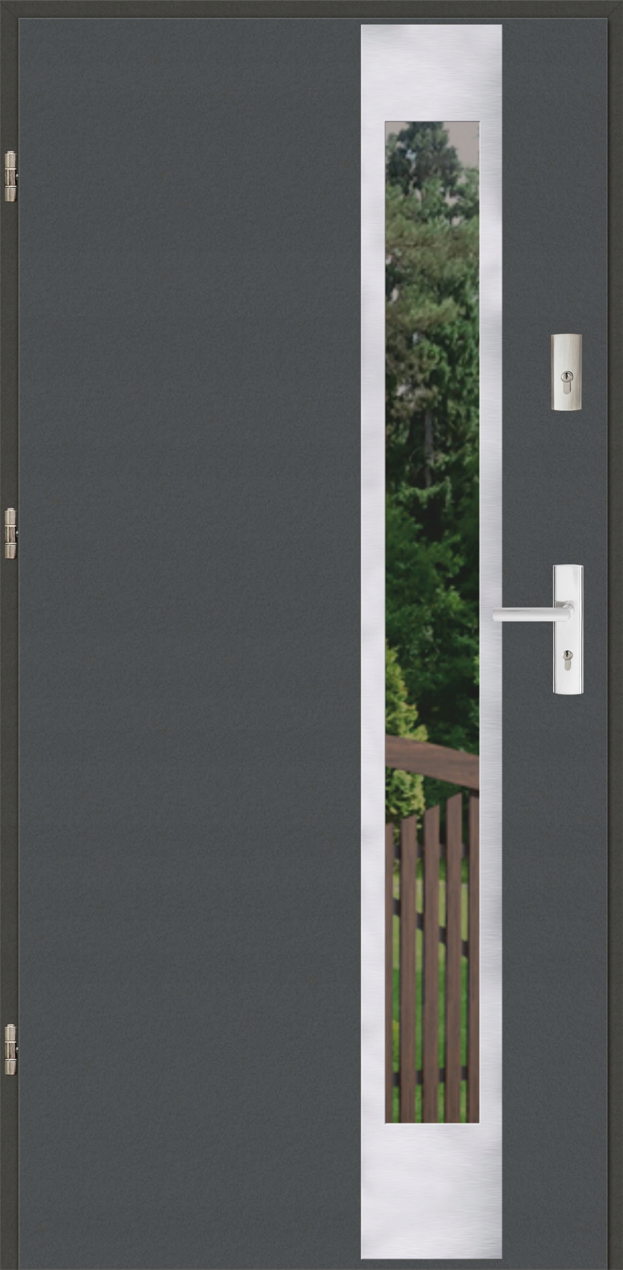 Drzwi Ud 1,2 Lux 72mm Płaskie 27 Inox Antracyt Ciemny 90L do wewnątrz