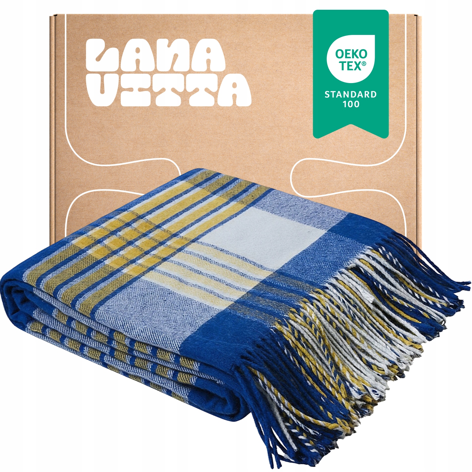 Polovlněná deka „Viktoria“ Přehoz na postel Pled Světle modrá 140х200 cm