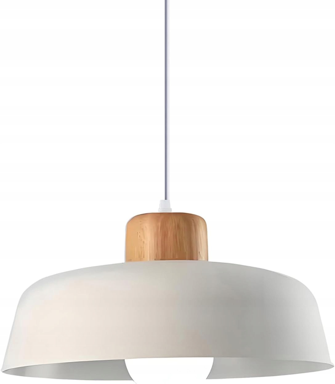 HJXDtech Závěsná lampa Bílá E27 Dřevo 30 cm Skandinávská nad stůl