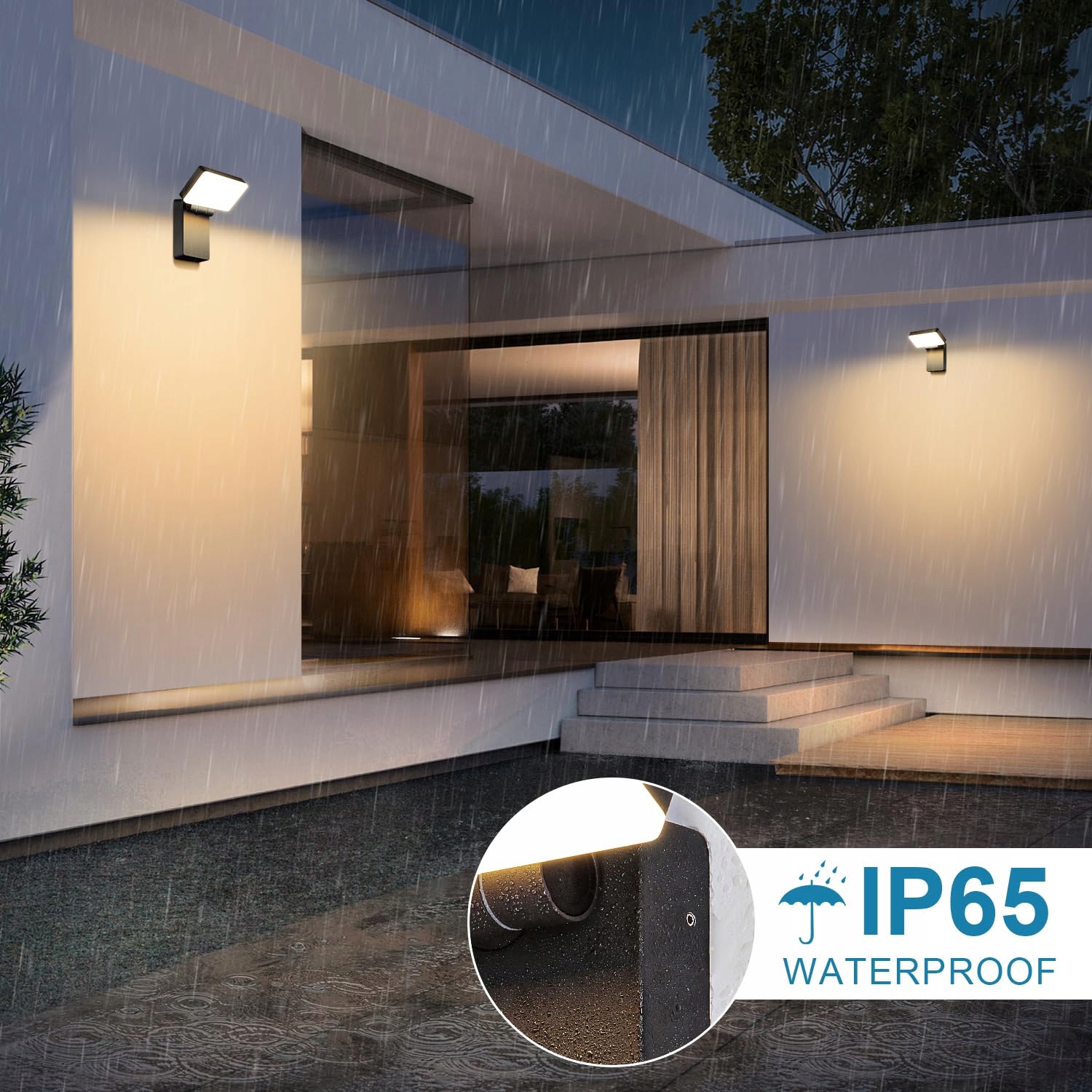 KINGWEN Zestaw 4 Lamp LED Zewnętrznych 40W Ciepłe Białe IP65 Regulowane — miniatura 3
