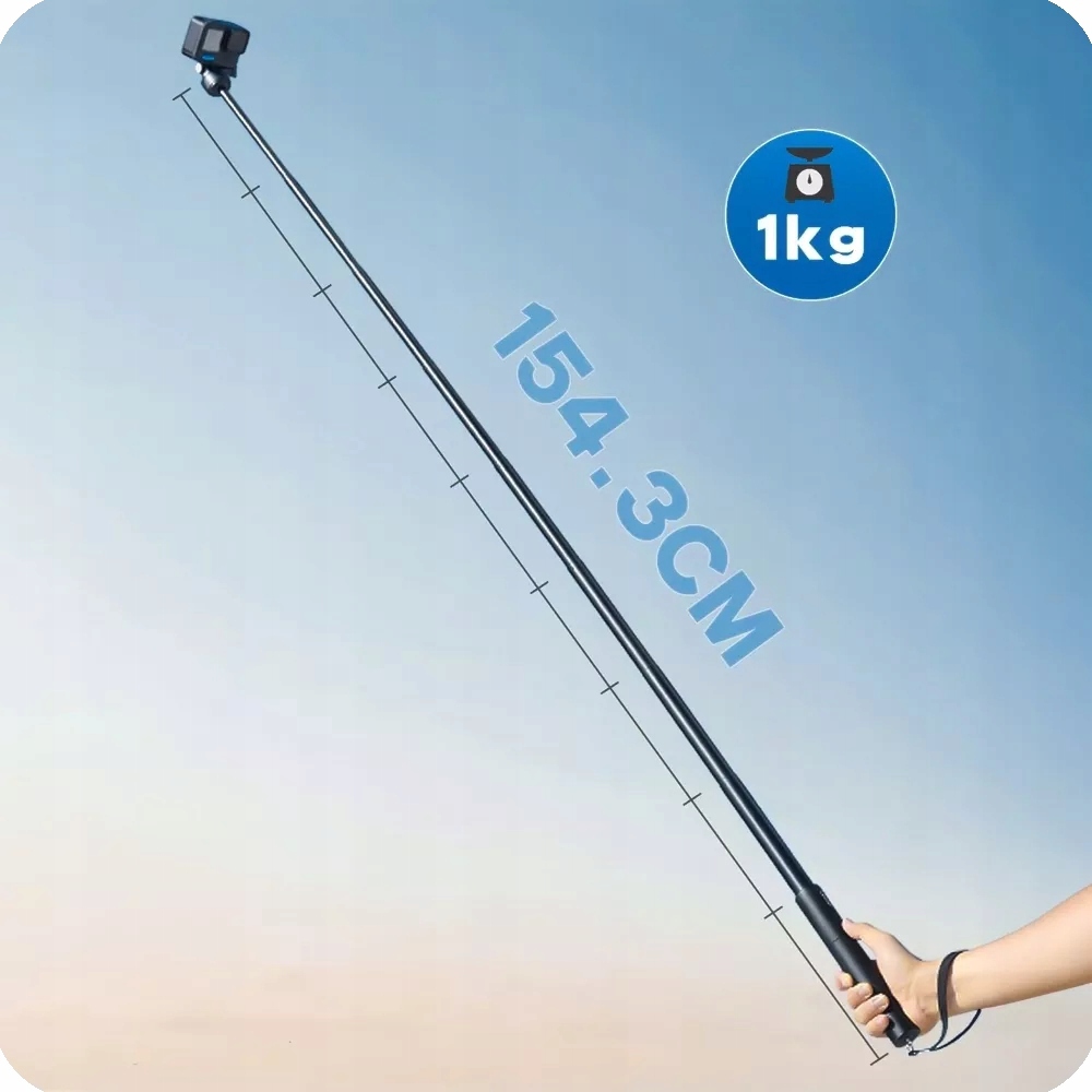 Wysięgnik Kijek Selfie 150cm do GoPro 12 11 10 9 Insta360 kij 24-150cm Długość minimalna 29 cm