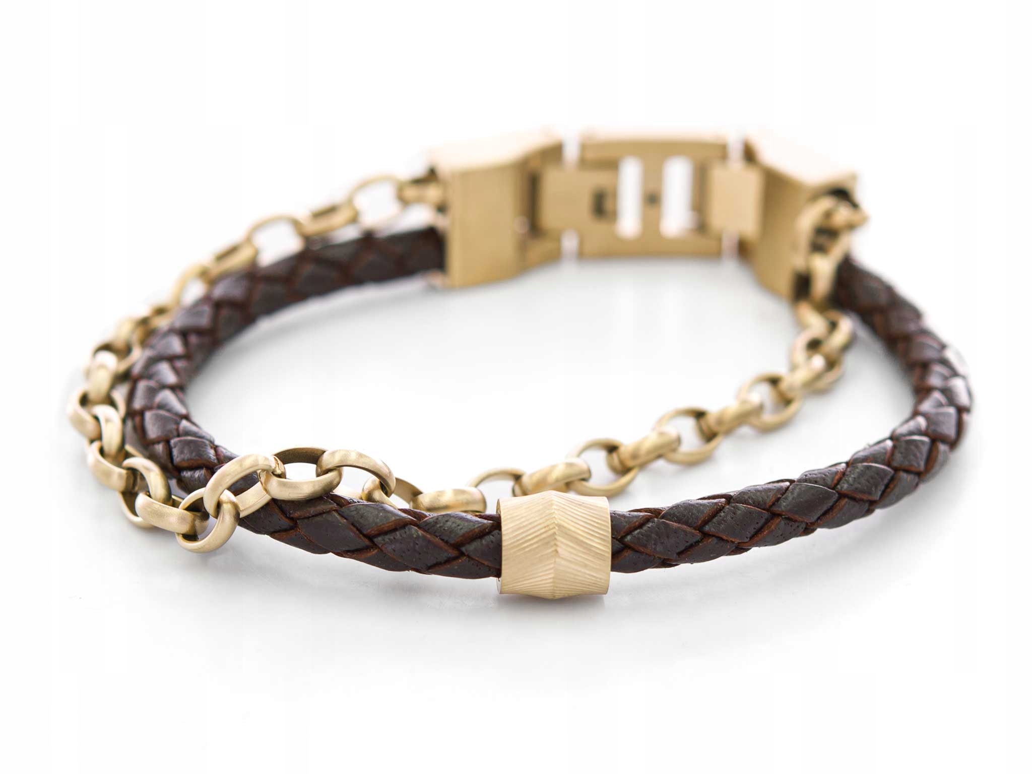 Pánský Náramek Fossil JF04555710 Hnědá Kůže Ocel Neformální Pohodlí