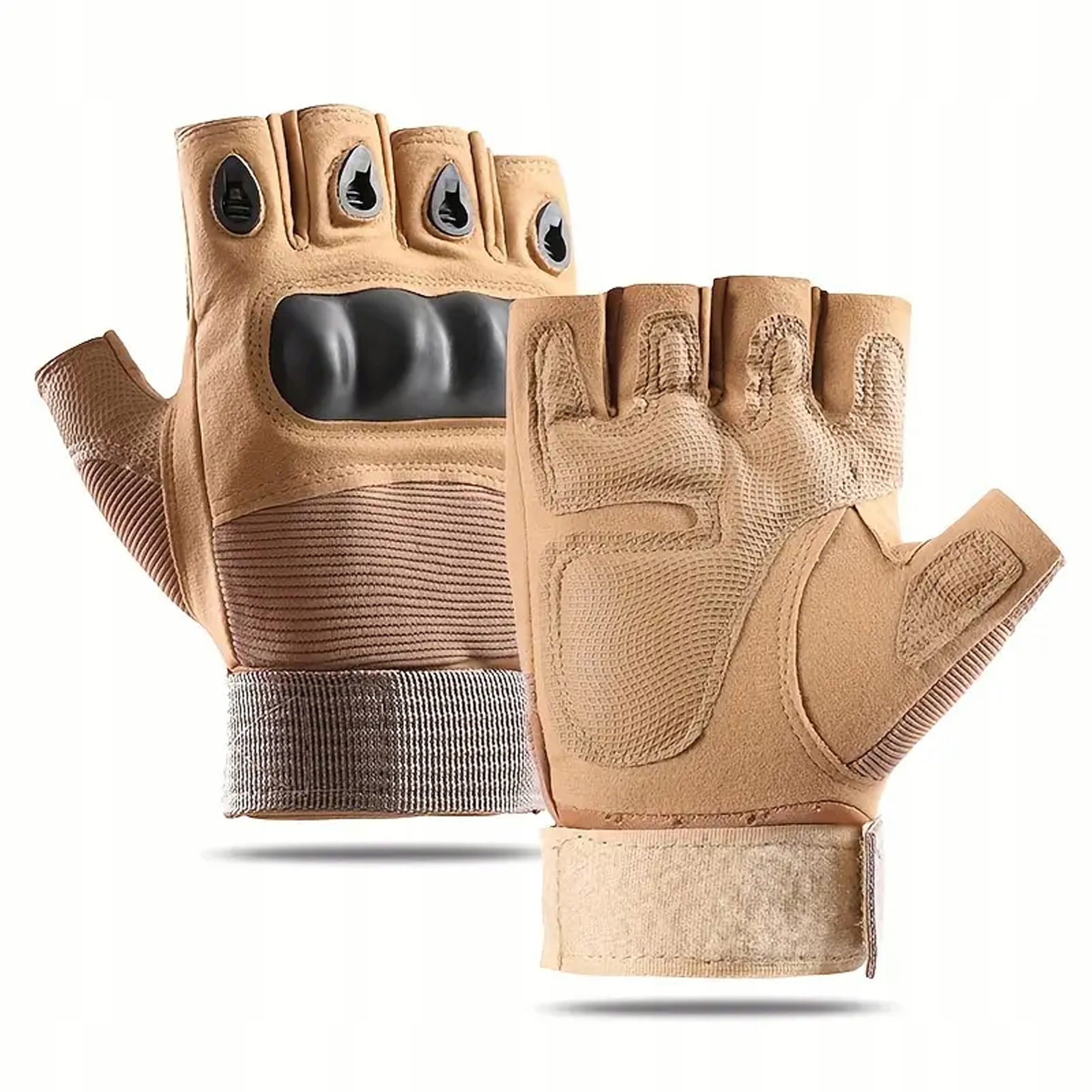 RĘKAWICE TAKTYCZNE BOJOWE SURVIVAL NA MOTOR ROBOCZE BEZ PALCÓW MILITARNE L